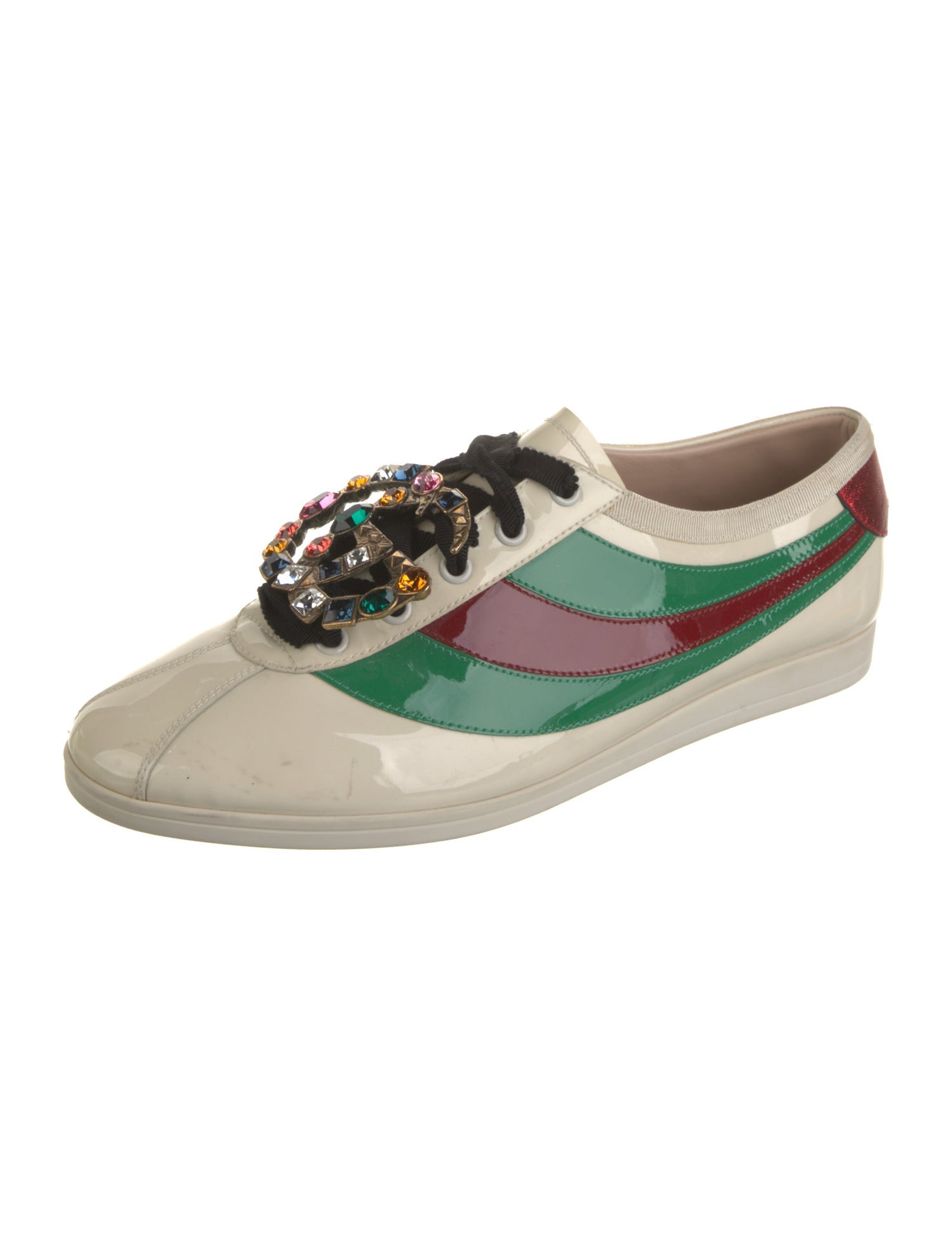 Gucci Patent Leather Colorblock Pattern Sneakers