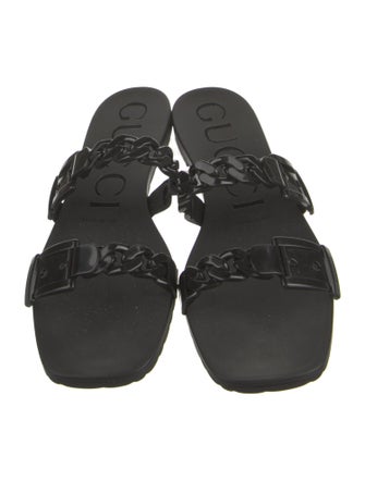 Gucci Rubber Chain-Link Accents Slides