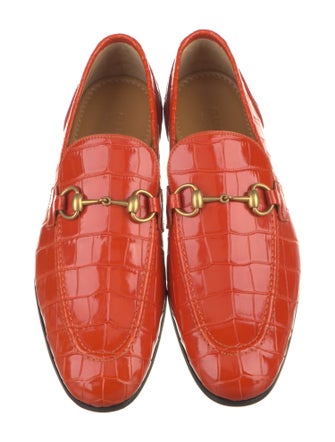 Gucci Horsebit Accent Embossed Leather Loafers