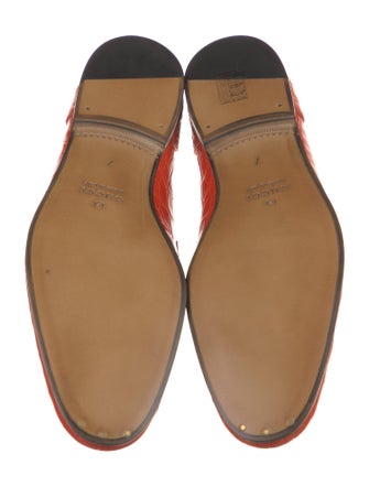 Gucci Horsebit Accent Embossed Leather Loafers