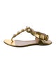 Gucci Faux Pearl Accents Leather T-Strap Sandals