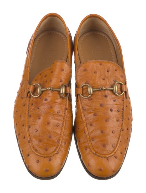 Gucci Horsebit Accent Ostrich Loafers