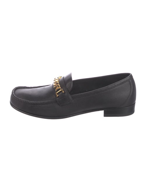 Gucci Leather Chain-Link Accents Loafers