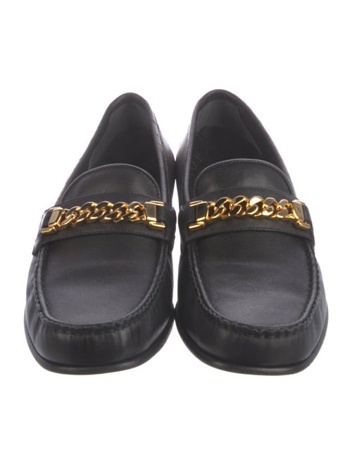 Gucci Leather Chain-Link Accents Loafers
