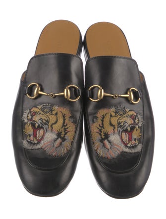 Gucci Horsebit Accent Leather Slippers