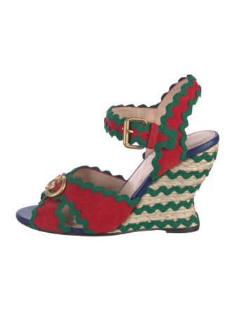 Gucci Interlocking G Logo Suede Slingback Sandals