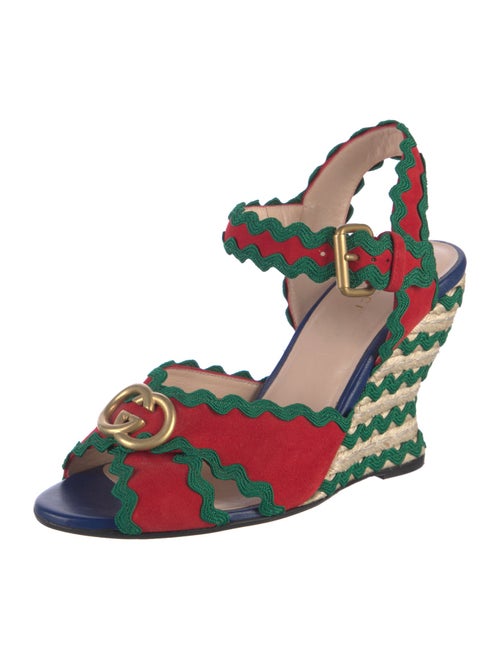 Gucci Interlocking G Logo Suede Slingback Sandals
