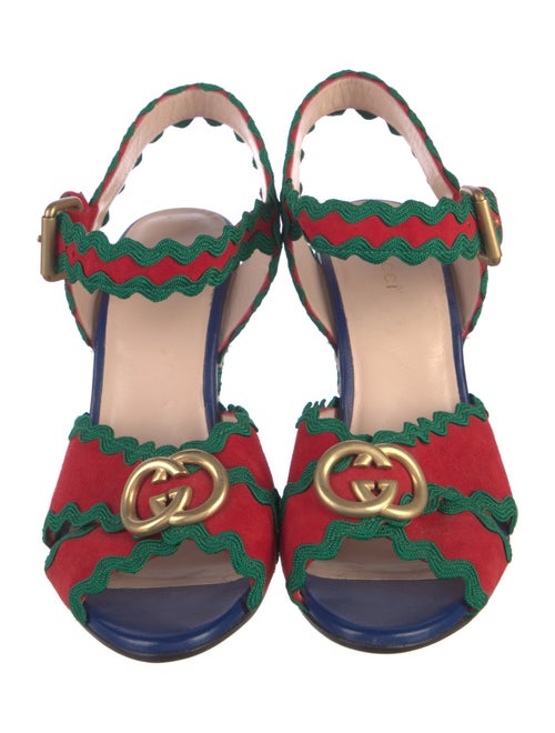 Gucci Interlocking G Logo Suede Slingback Sandals