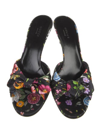 Gucci Flora Print Satin Slides
