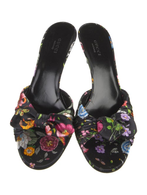 Gucci Flora Print Satin Slides