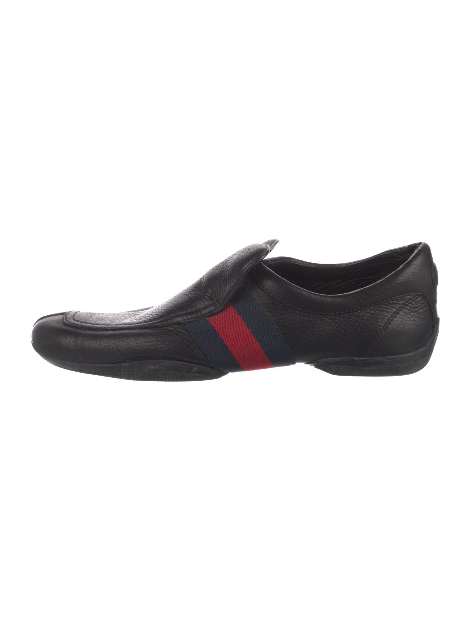 Gucci Sylvie Web Accent Leather Loafers
