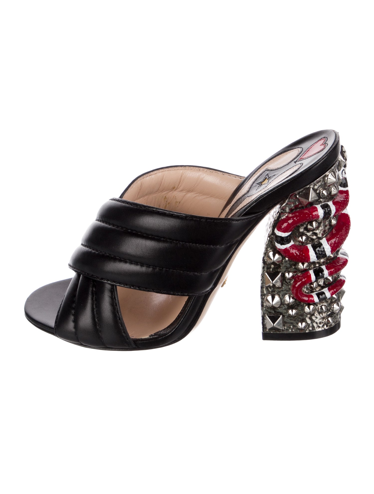 Gucci Kingsnake Leather Slingback Sandals