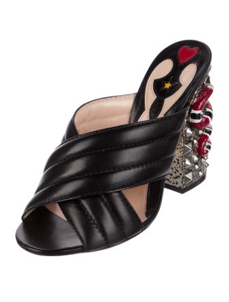 Gucci Kingsnake Leather Slingback Sandals
