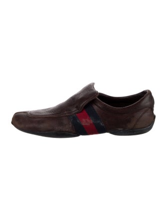 Gucci Web Accent Leather Loafers