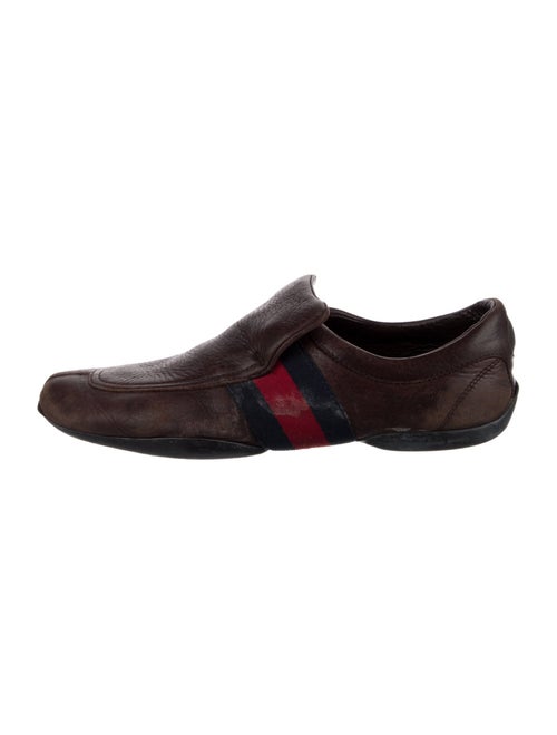 Gucci Web Accent Leather Loafers