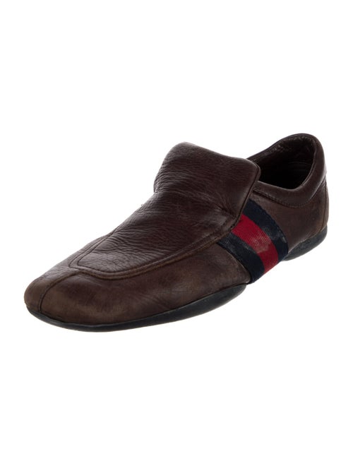 Gucci Web Accent Leather Loafers