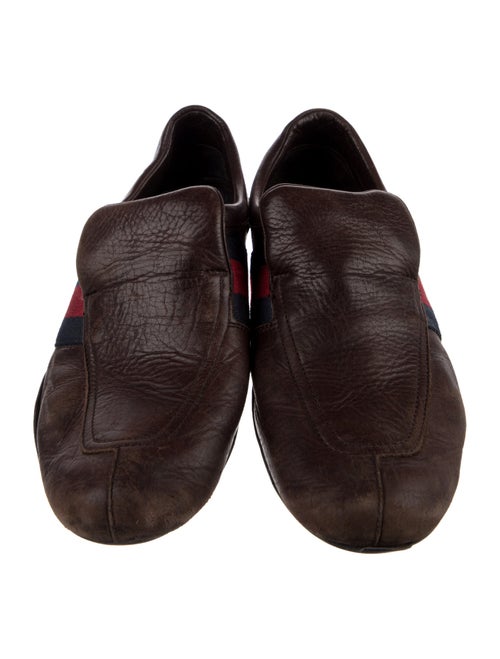 Gucci Web Accent Leather Loafers
