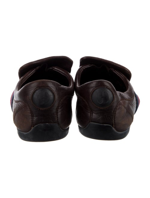 Gucci Web Accent Leather Loafers