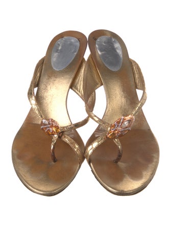 Gucci Snakeskin Crystal Embellishments Slides