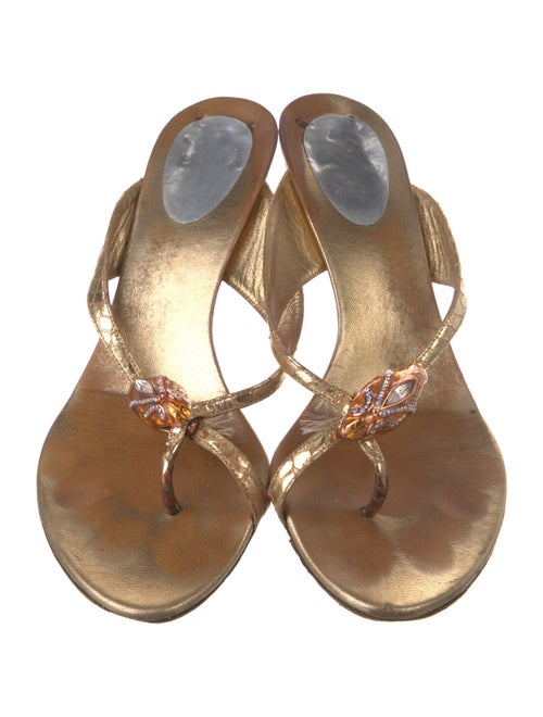 Gucci Snakeskin Crystal Embellishments Slides