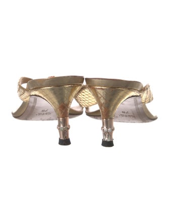 Gucci Snakeskin Crystal Embellishments Slides