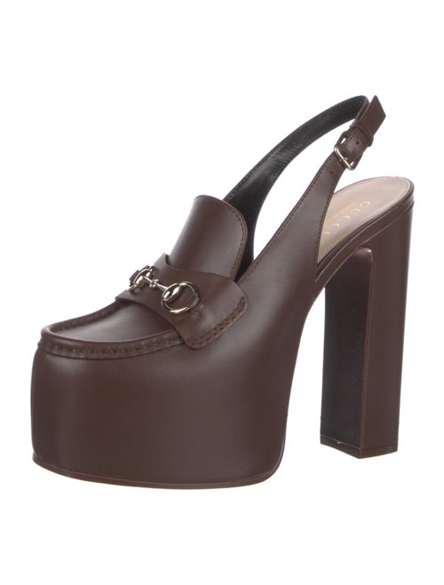 Gucci Horsebit Accent Leather Slingback Pumps