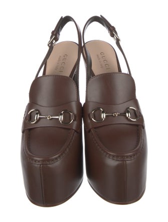 Gucci Horsebit Accent Leather Slingback Pumps