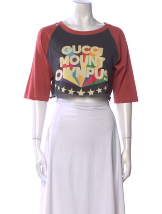 Gucci Graphic Print Scoop Neck Crop Top