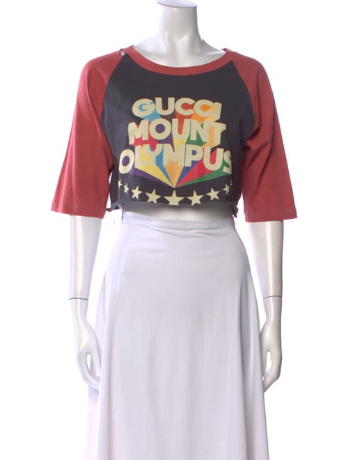 Gucci Graphic Print Scoop Neck Crop Top