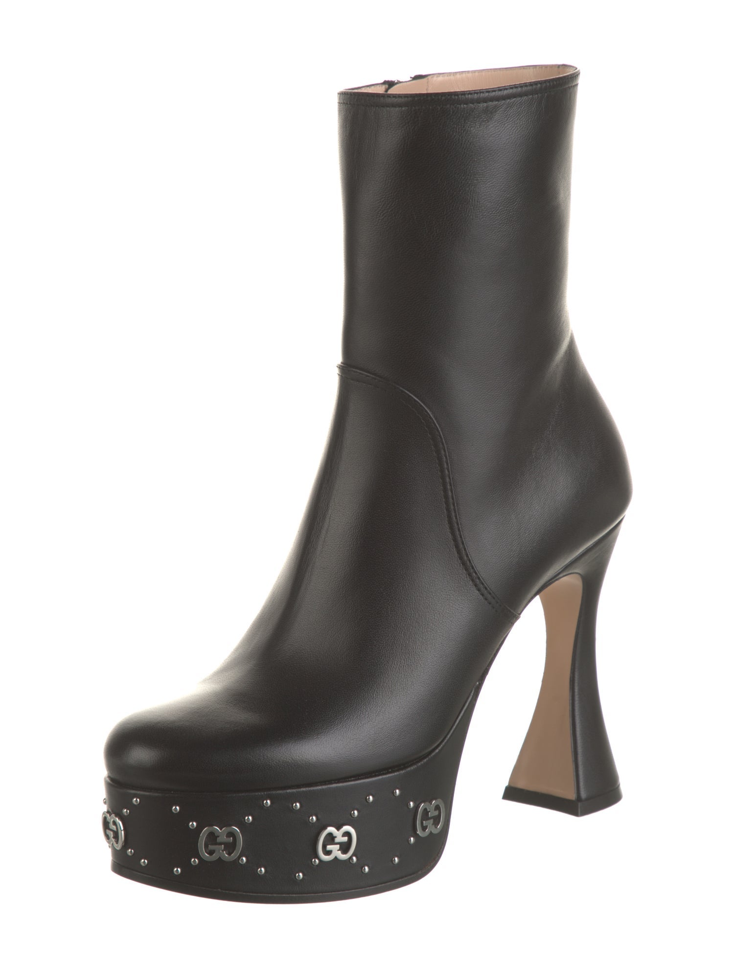 Gucci GG Logo Leather Boots w/ Tags