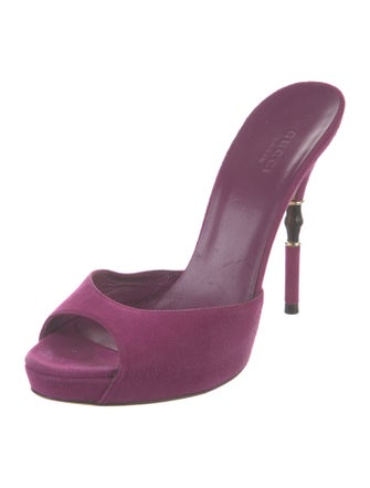 Gucci Bamboo Accent Suede Slides