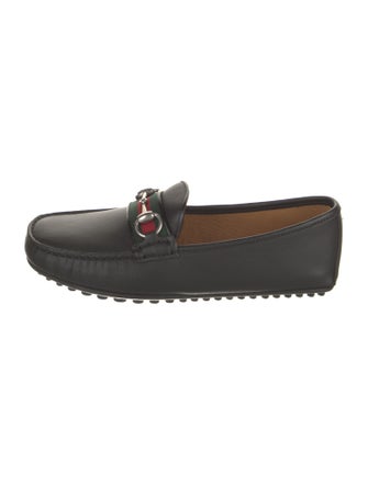 Gucci Web Accent Leather Loafers