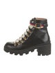 Gucci Sylvie Web Accent Leather Combat Boots