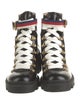 Gucci Sylvie Web Accent Leather Combat Boots