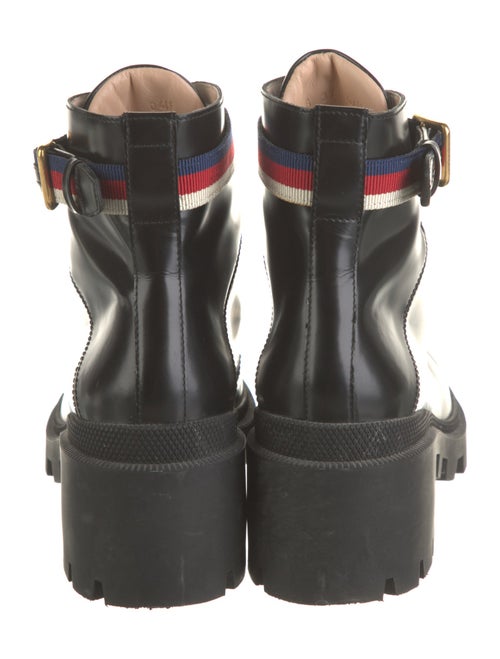 Gucci Sylvie Web Accent Leather Combat Boots