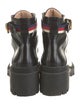 Gucci Sylvie Web Accent Leather Combat Boots