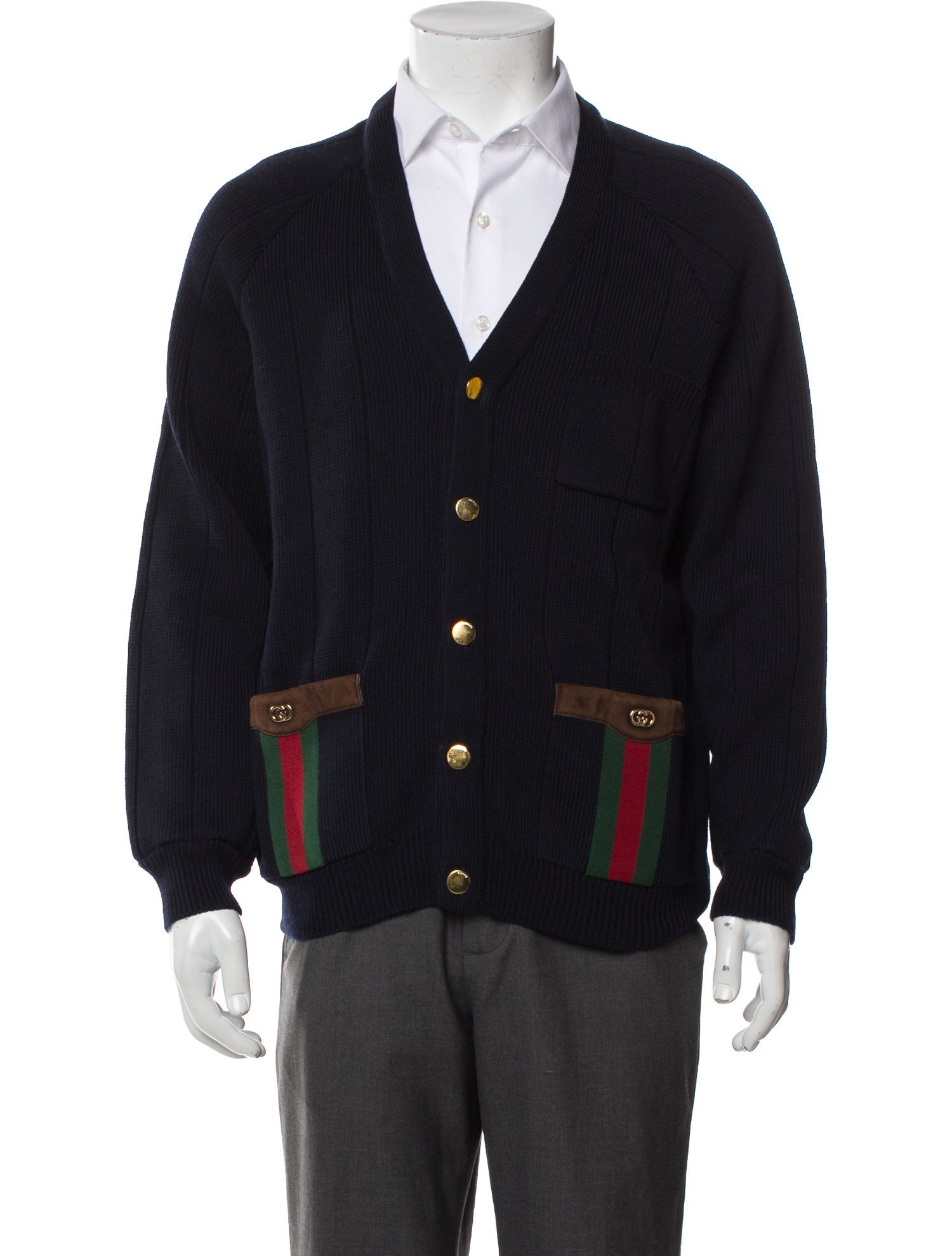 Gucci Web Accent V-Neck Cardigan