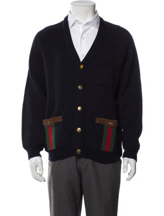 Gucci Web Accent V-Neck Cardigan