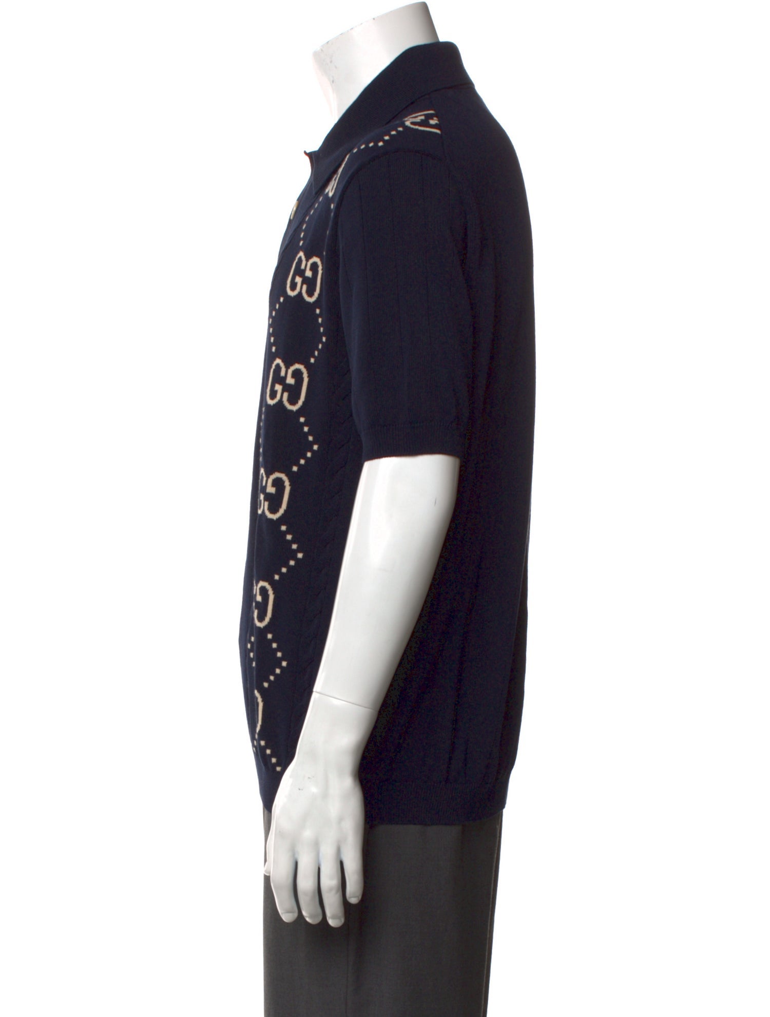 Gucci GG Logo Cable Knit Polo Shirt