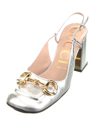 Gucci Horsebit Accent Leather Slingback Pumps