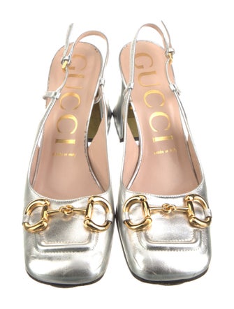 Gucci Horsebit Accent Leather Slingback Pumps