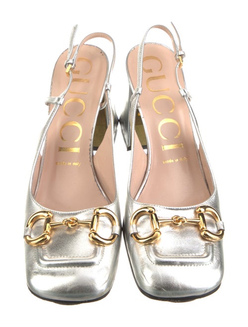 Gucci Horsebit Accent Leather Slingback Pumps