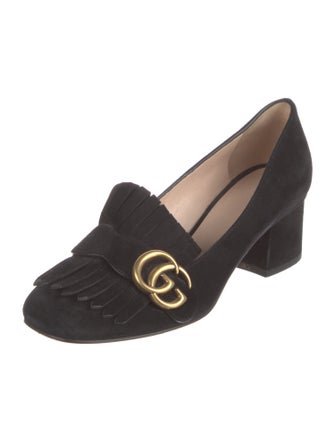 Gucci Double G Logo Suede Pumps