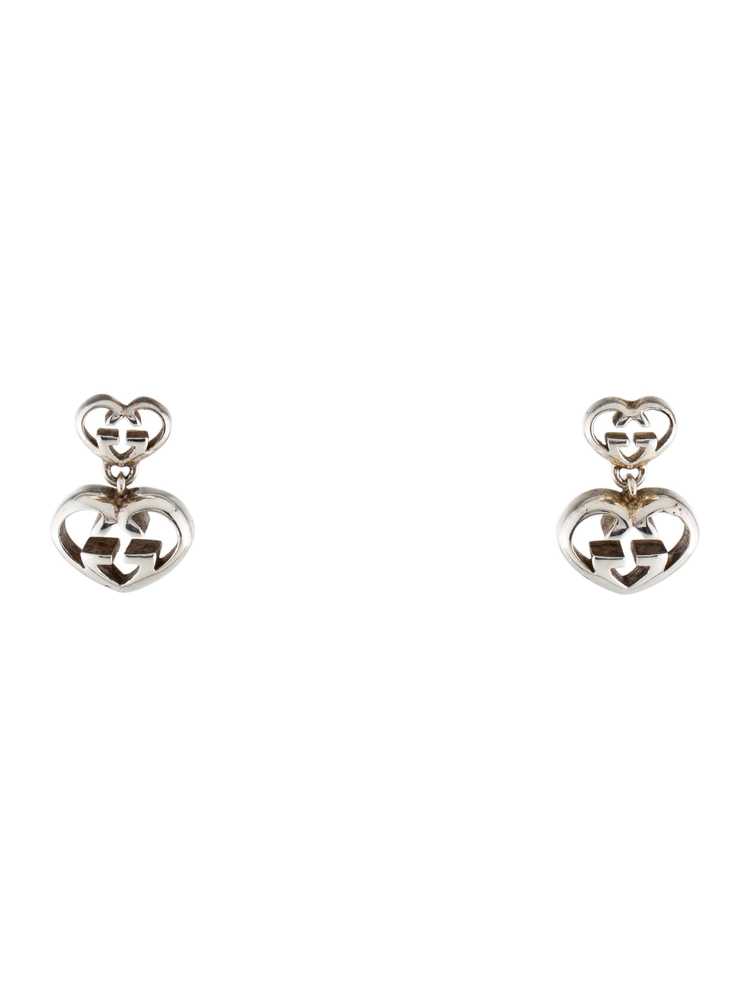Gucci Love Britt Double Heart Drop Earrings