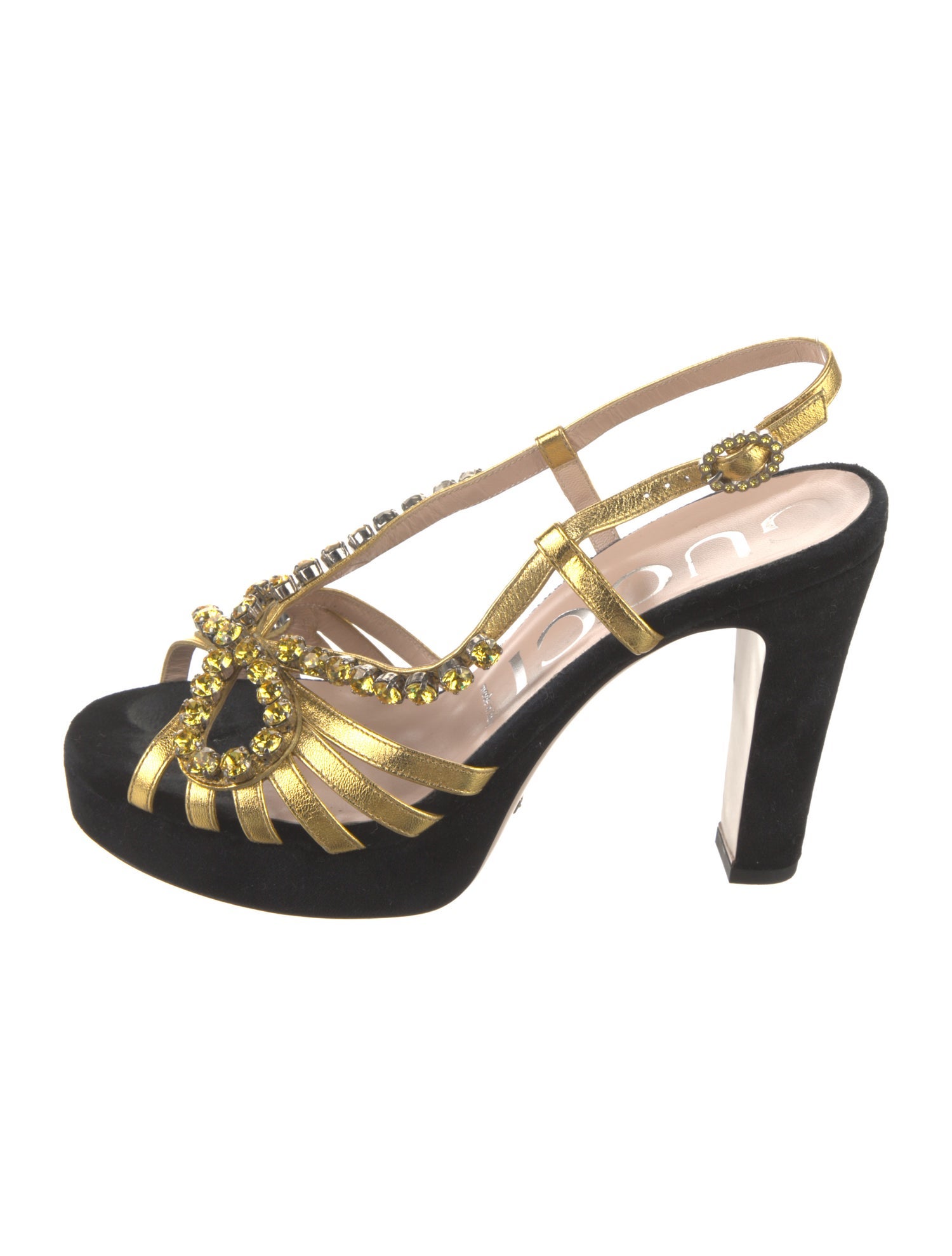 Gucci Velvet Bow Accents Slingback Sandals