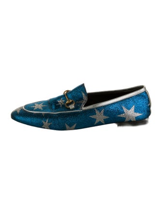 Gucci Printed Leather Trim Embellishment Loafers