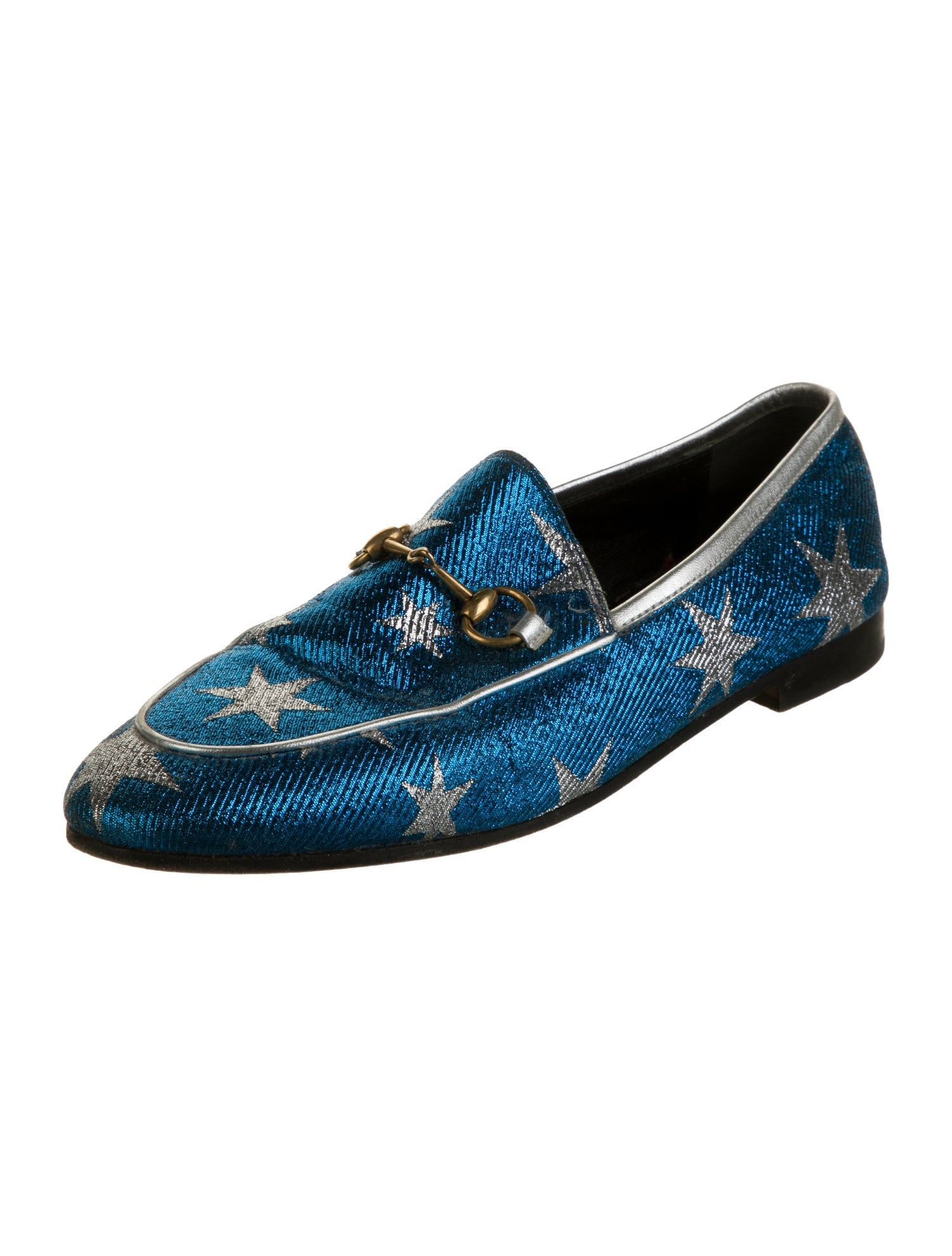 Gucci Printed Leather Trim Embellishment Loafers
