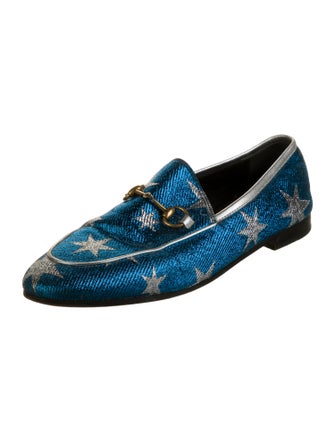 Gucci Printed Leather Trim Embellishment Loafers