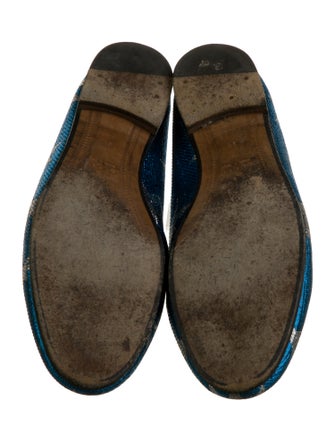 Gucci Printed Leather Trim Embellishment Loafers