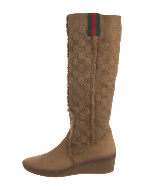 Gucci Web Accent Suede Riding Boots